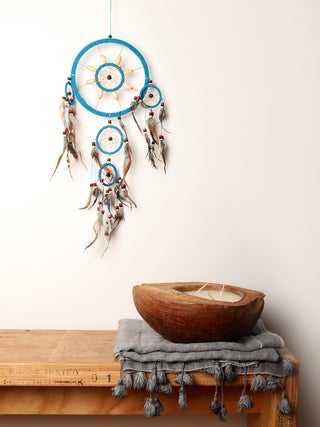 Dreamcatcher 16cm Turq Wood