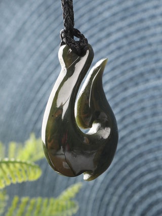 NZ MADE- Greenstone Hook Pendant