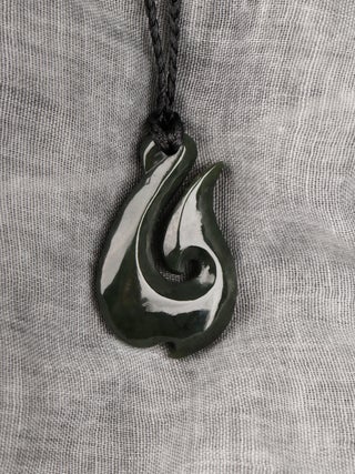 NZ MADE- Greenstone Hook Pendant